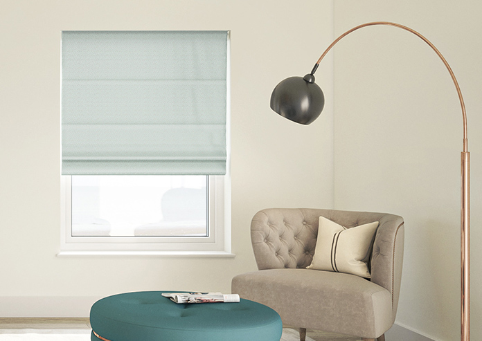 Dew Drop, Metallic Sky - Motorised Roman Blind - Image 3